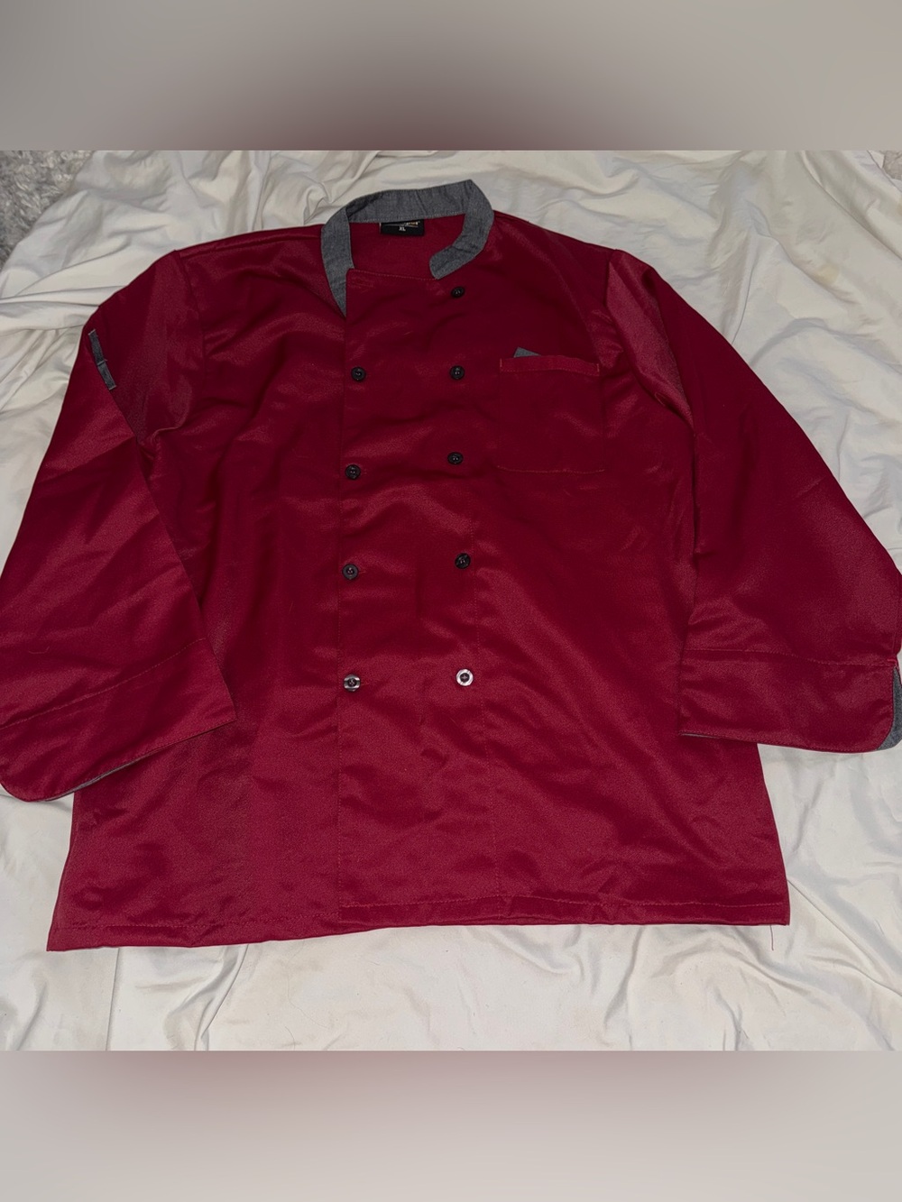 Men's Burgundy Chef Jacket with Grey Trim Costume